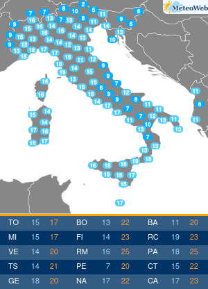 Temp MIN Domenica 18 Ottobre Temperature Minime Domenica 18 Ottobre