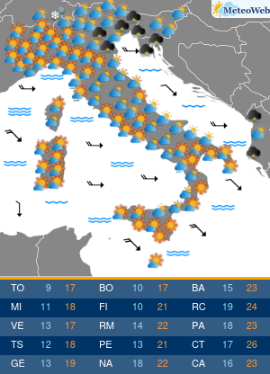 Previsioni  Meteo Giovedi 22 Ottobre