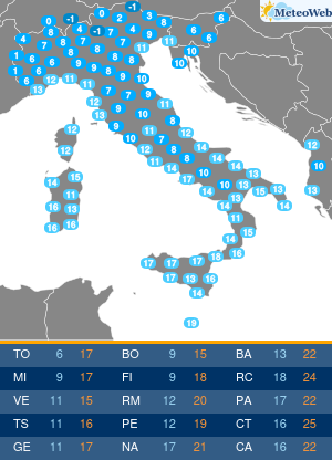 Sabato 24 Ottobre Temperature Minime Sabato 24 Ottobre