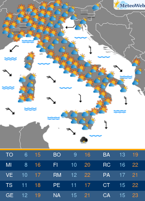 Previsioni  Meteo Lunedi 26 Ottobre