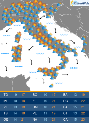 Previsioni Meteo Giovedi 29 Ottobre