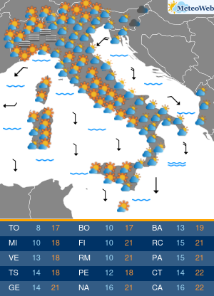 Previsioni  Meteo Giovedi 29 Ottobre