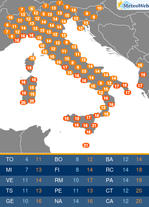 Temperature Massime Domenica 1 Novembre