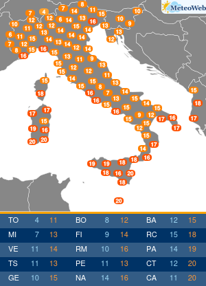 Temperature Massime Domenica 1 Novembre