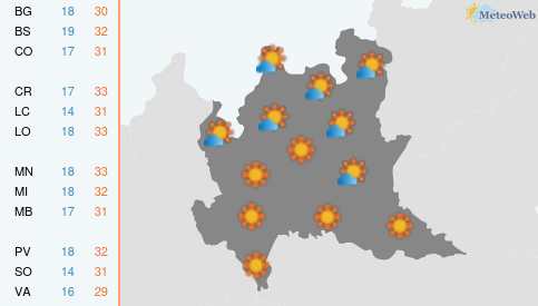 Previsioni Meteo Sabato 13 Giugno