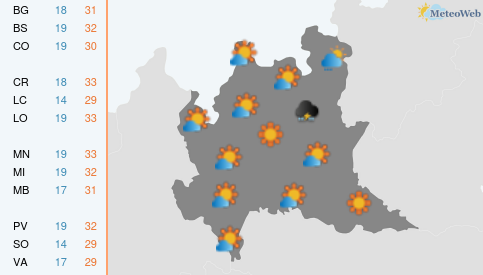 Previsioni Meteo Lunedì 15 Giugno
