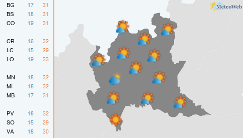 Previsioni Meteo Sabato 13 Giugno