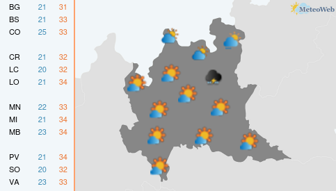 Previsioni Meteo Lunedì 6 Luglio