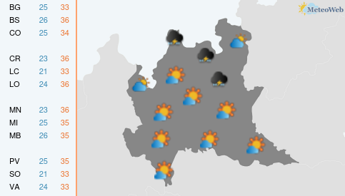 Previsioni Meteo Mercoledì 29 Luglio