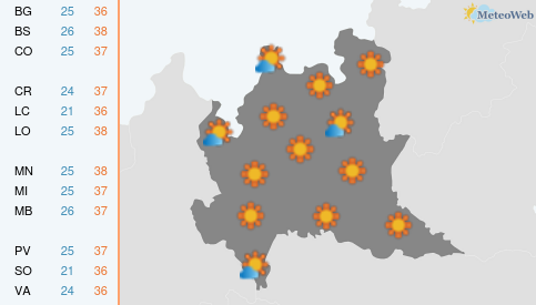 Previsioni Meteo Giovedì 30 Luglio