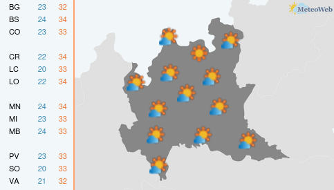 Previsioni Meteo Martedì 28 Luglio