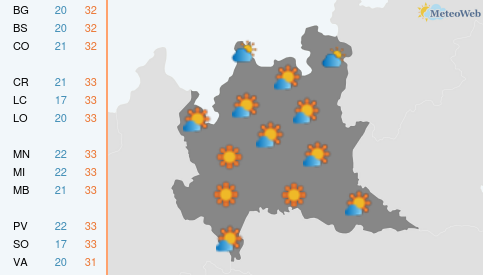 Previsioni Meteo Martedì 18 Agosto