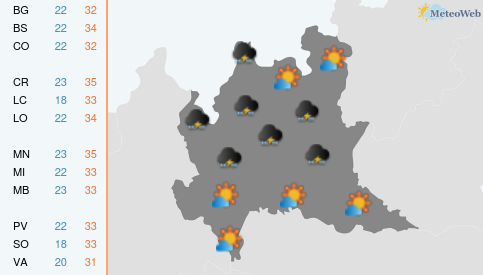 Previsioni Meteo Mercoledì 19 Agosto