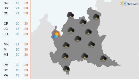 Previsioni Meteo Lunedì 17 Agosto