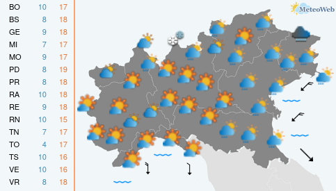 Previsioni Meteo Lunedi 16 Marzo