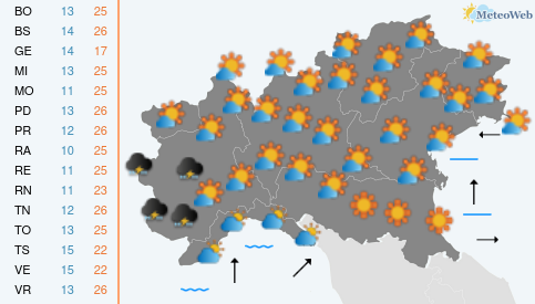 Previsioni Meteo Domenica 26 Aprile