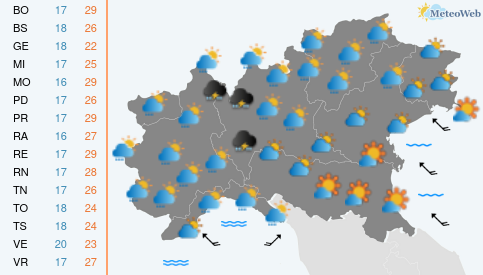 Previsioni  Meteo Giovedi 4 Giugno