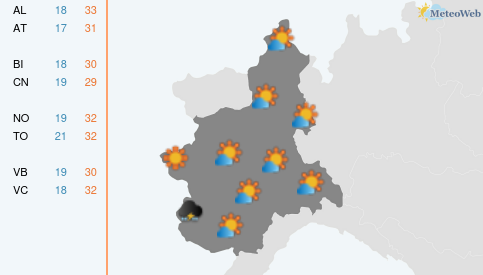 Previsioni Meteo Lunedì 15 Giugno