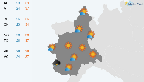Previsioni Meteo Giovedì 30 Luglio