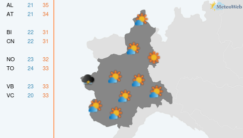 Previsioni Meteo Martedì 28 Luglio