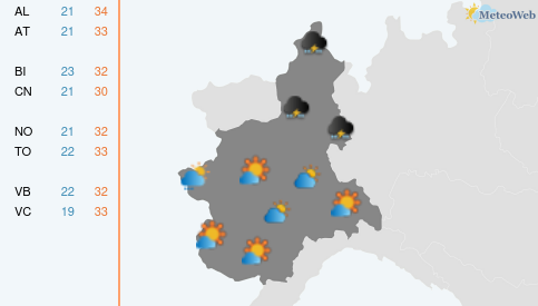 Previsioni Meteo Mercoledì 19 Agosto