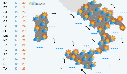 Previsioni Meteo Lunedi 18 Maggio