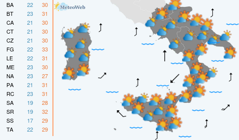 Previsioni Meteo Lunedi 15 Giugno