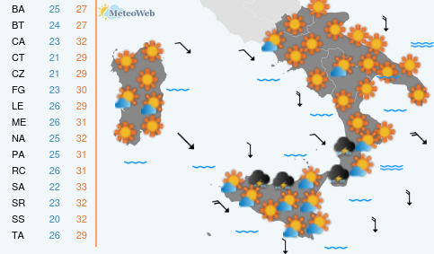 Previsioni  Meteo Sabato 4 Luglio