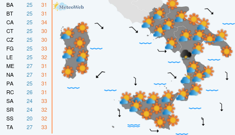 Previsioni  Meteo Giovedi 3 Settembre
