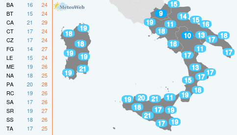 Temperature Minime Giovedi 24 Settembre