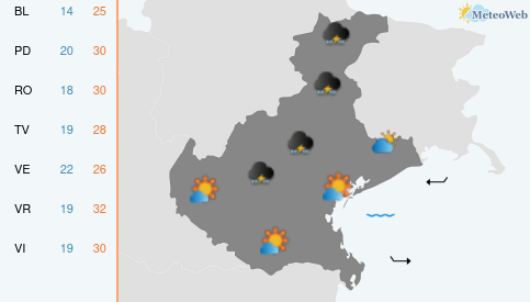 Previsioni Meteo Lunedì 15 Giugno