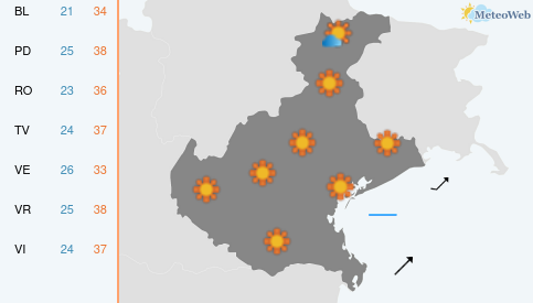 Previsioni Meteo Giovedì 30 Luglio