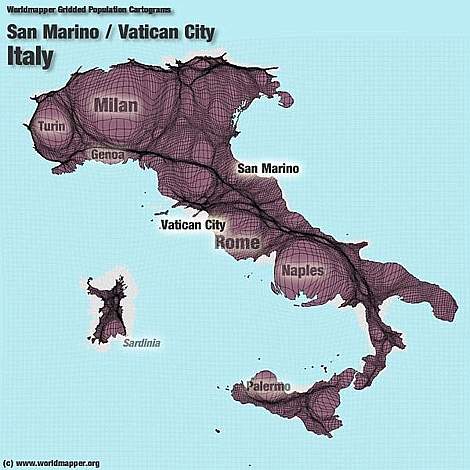 Distribuzione della popolazione in Italia