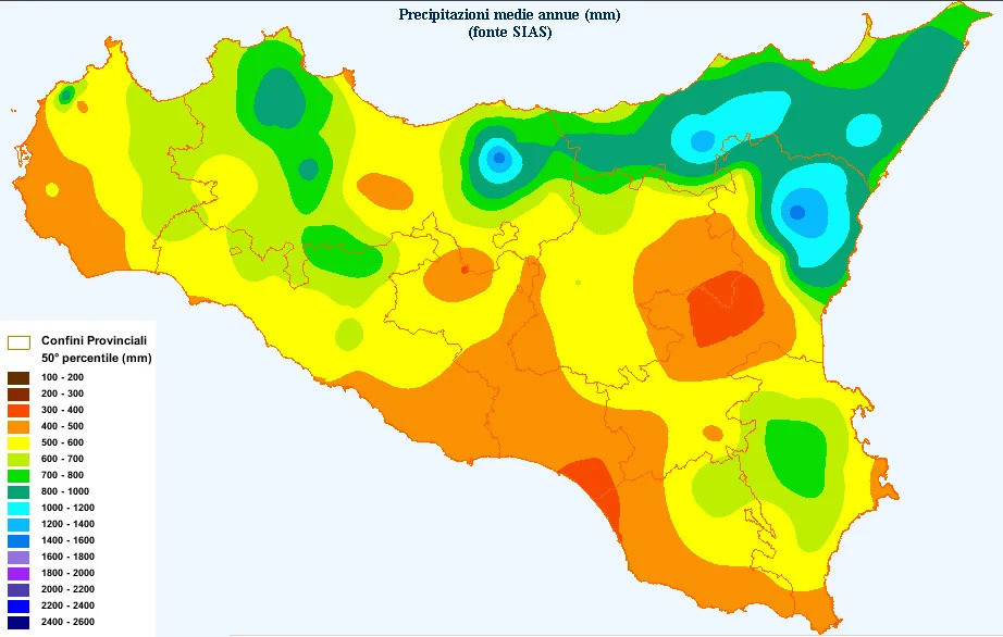 medie storiche pioggia sicilia