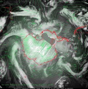 Mappa sinottica dell'Antartide (fonte Antarctic Meteorological Research Center)