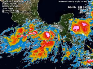 La tempesta tropicale "Barbara" si avvicina alle coste meridionali messicane