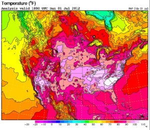 La forte ondata di calore che ha colpito gli USA nell'estate del 2012