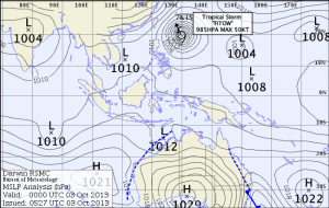 L'ITCZ ancora elevata rischia di favorire la formazione di nuovi insidiosi tifoni lungo le coste asiatiche (credit Bureau of Meteorology)