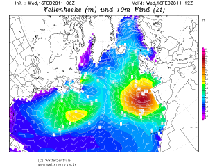 Tempesta a largo delle coste atlantiche portoghesi e spagnole