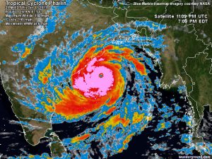 Il ciclone si appresta ad effettuare il "landfall" nel sud dello stato dell'Orissa