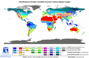 Figura 2 - Classificazione climatica mondiale secondo il sistema Köppen -Geiger