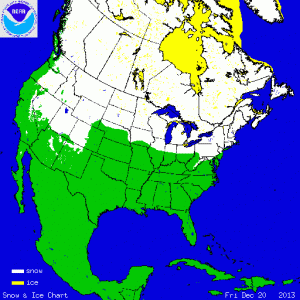 L'attuale estensione del manto nevoso sul nord America (credit NOAA)