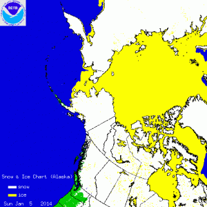 La copertura dei ghiacci e della neve sull'area canadese (credit NOAA)
