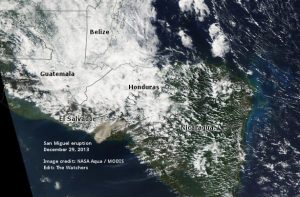 San Miguel - El Salvador - eruption seen from space - NASA Aqua MODIS - December 29 2013 edit The Watchers