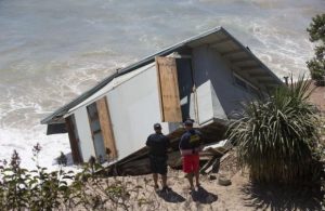 The Cove House Lifeguard Administrative Building is pictured after it was destroyed by waves in Point Mugu