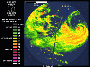 "Vongfong" allo status di tifone di 2^ categoria durante il passaggio sulle Marianne