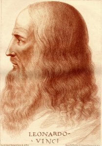 Ritratto di Leonardo, antica incisione dal disegno della Royal Library di Windsor