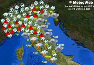 allerta meteo bomba di neve ciclone italia