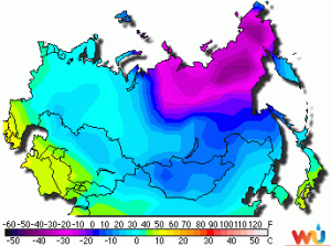 Si nota la ritirata del "cuscino di aria gelida" verso la Siberia orientale