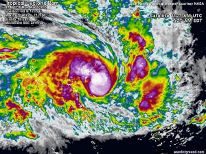 L'evoluzione di "Pam" da tempesta tropicale a ciclone tropicale di 1^ categoria Saffir-Simpson